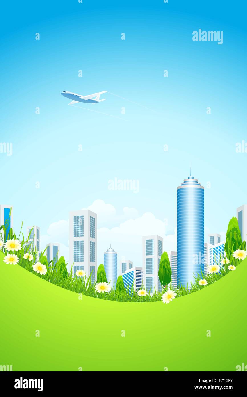Green landscape with city Stock Vector Image & Art - Alamy