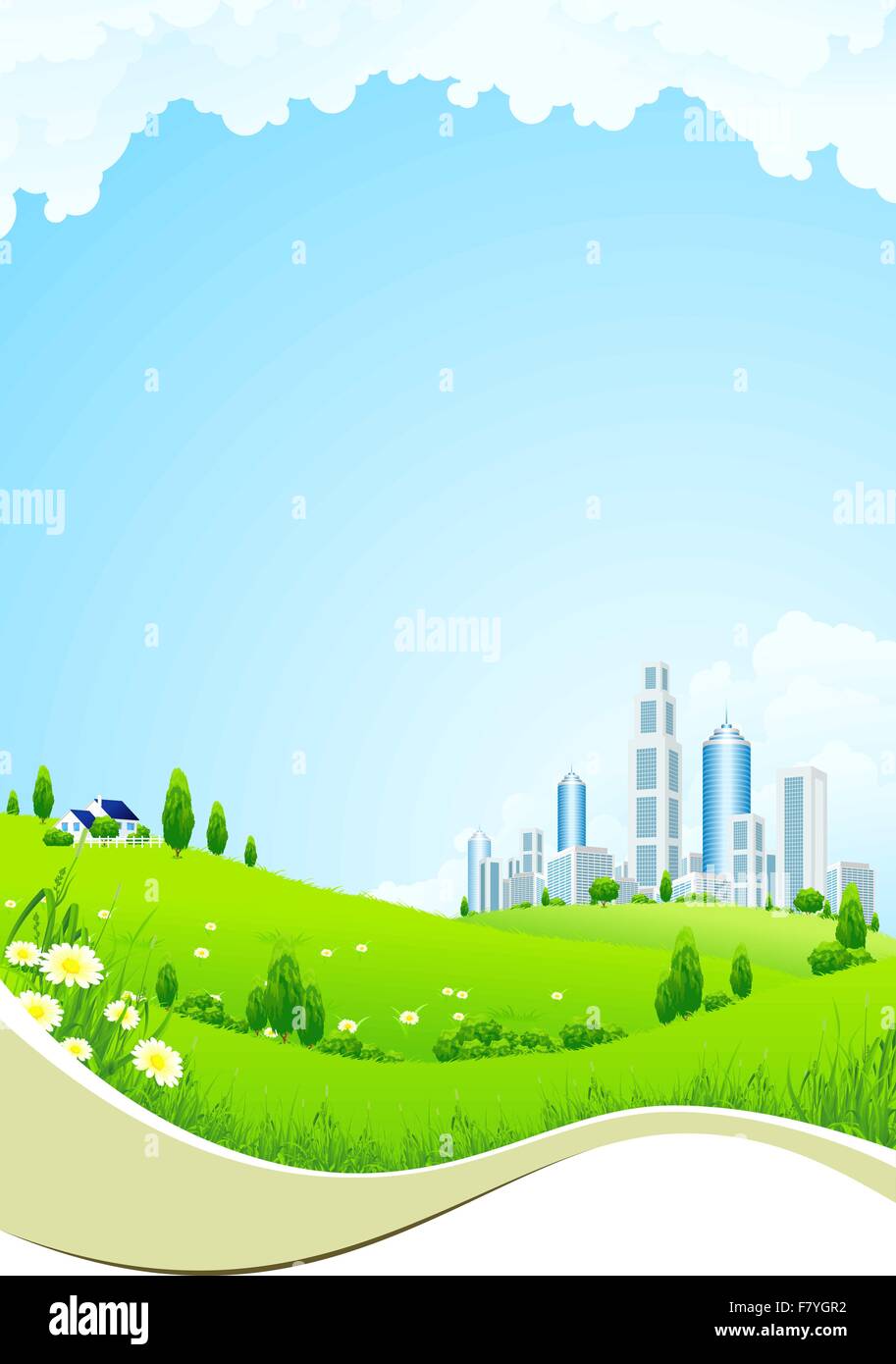 Green Landscape with City Stock Vector Image & Art - Alamy