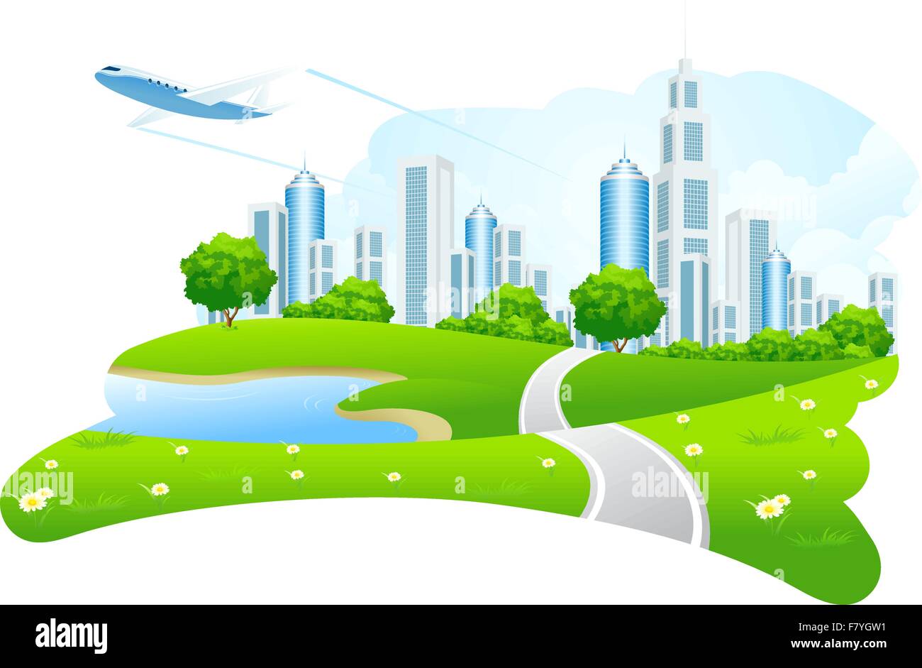 Green City Landscape Stock Vector