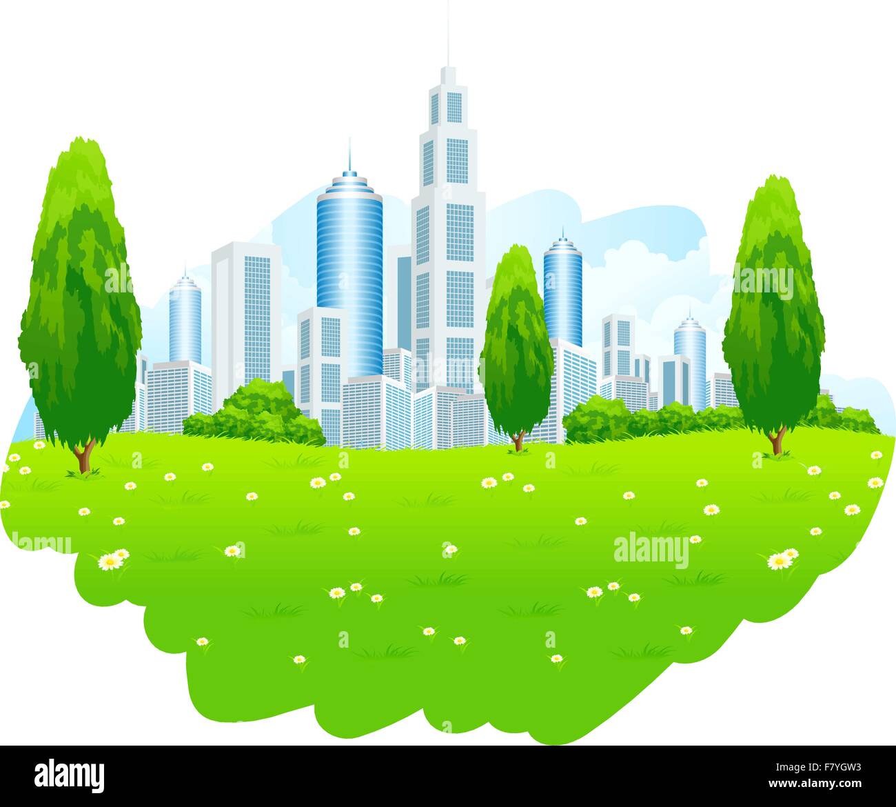 Green Landscape with City Stock Vector Image & Art - Alamy
