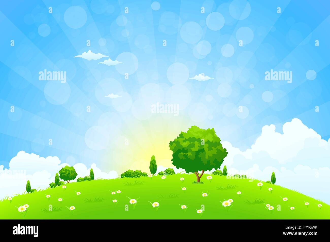 Green Landscape with Trees Stock Vector Image & Art - Alamy