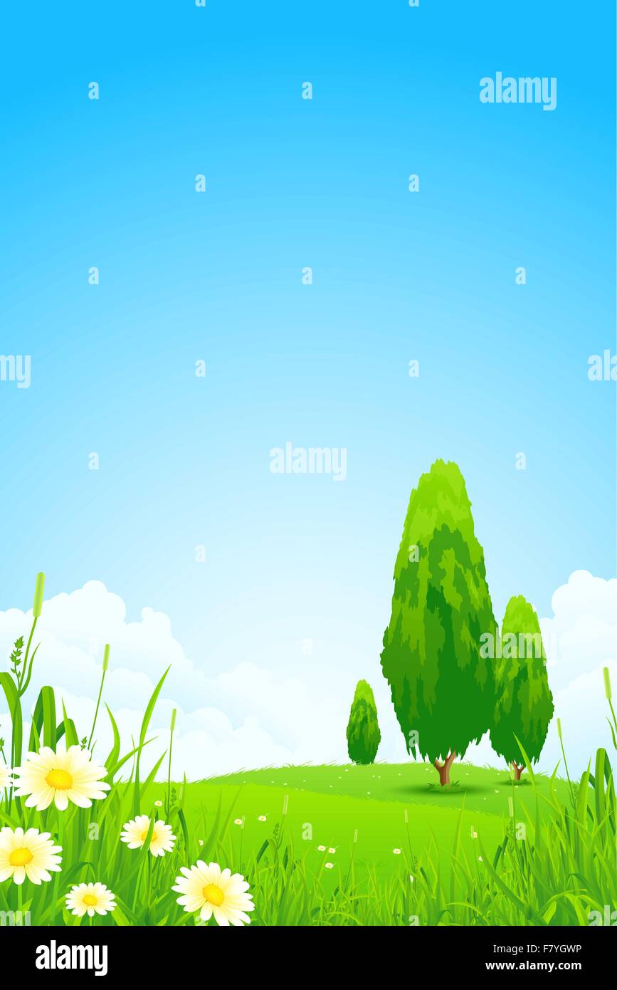 Green Landscape with Trees Stock Vector Image & Art - Alamy