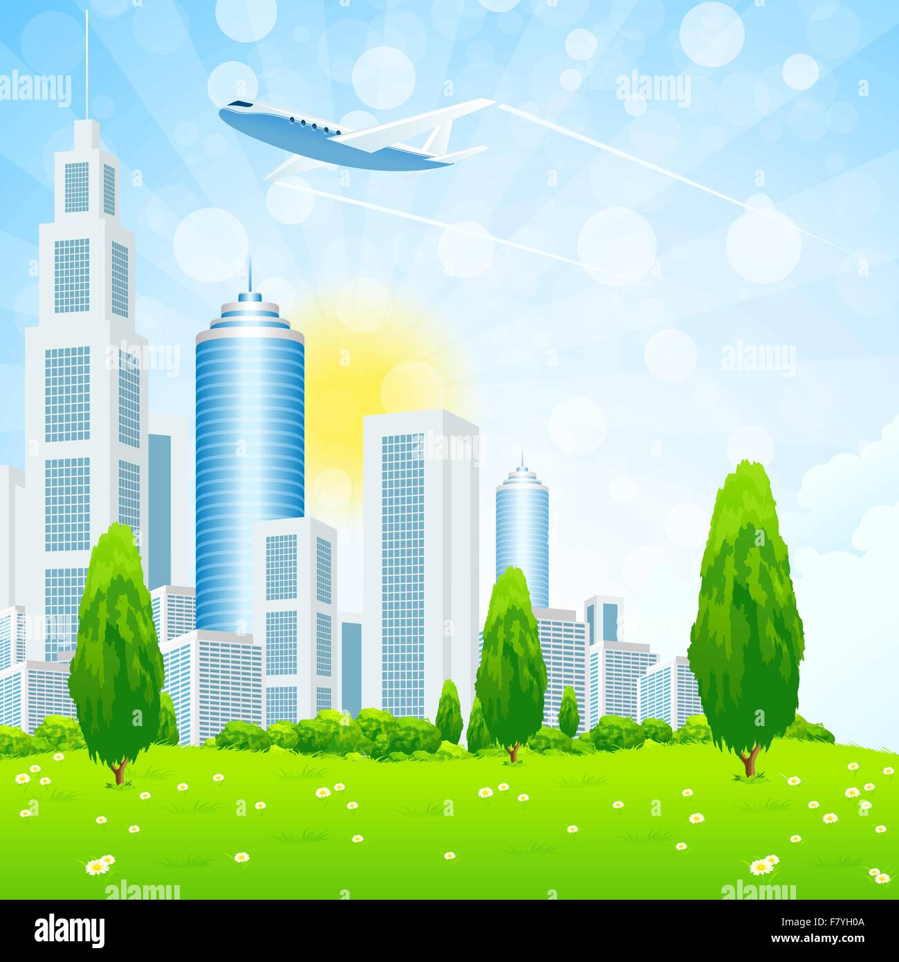 Green landscape with city Stock Vector Image & Art - Alamy
