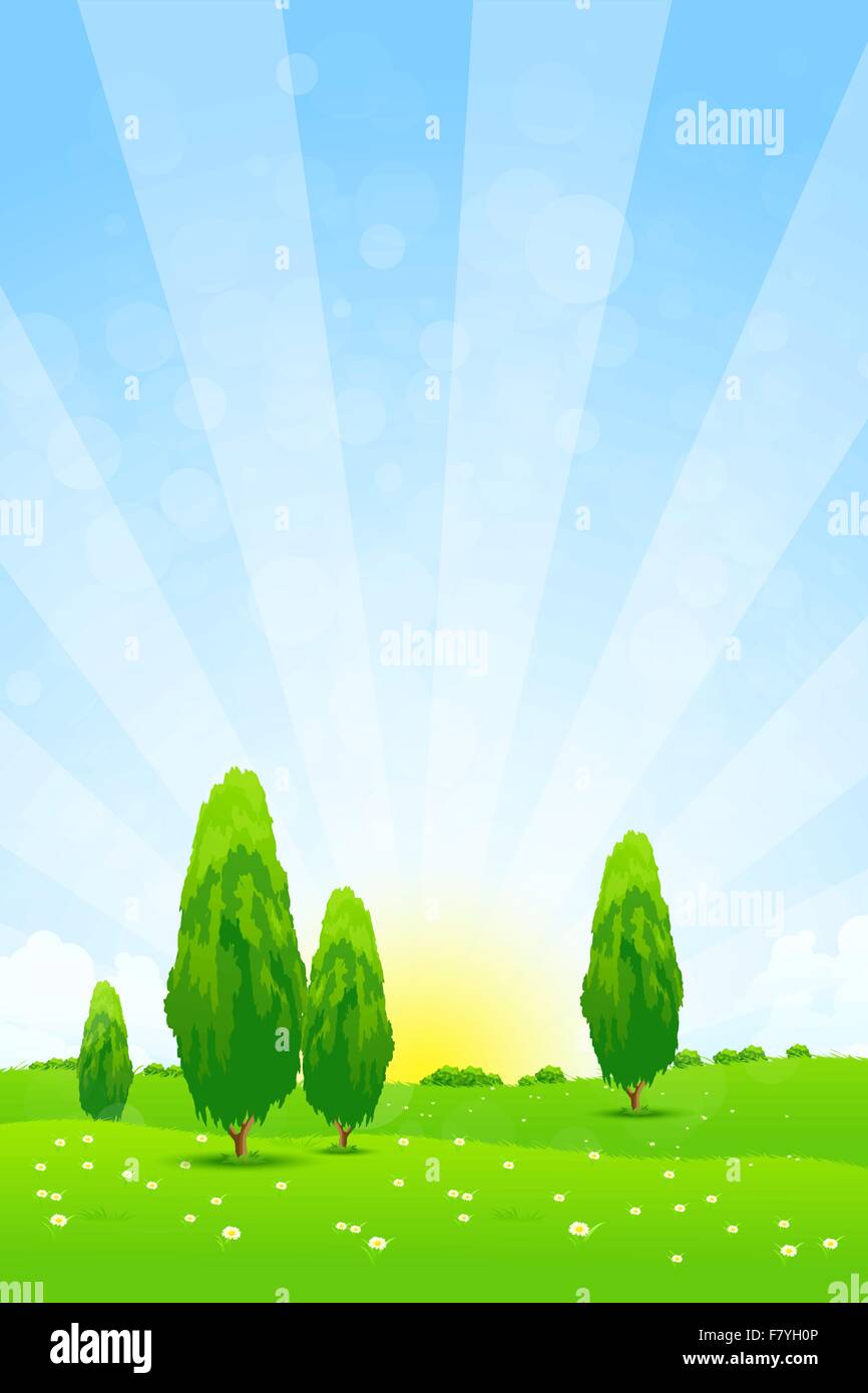 Green Landscape with Trees Stock Vector Image & Art - Alamy