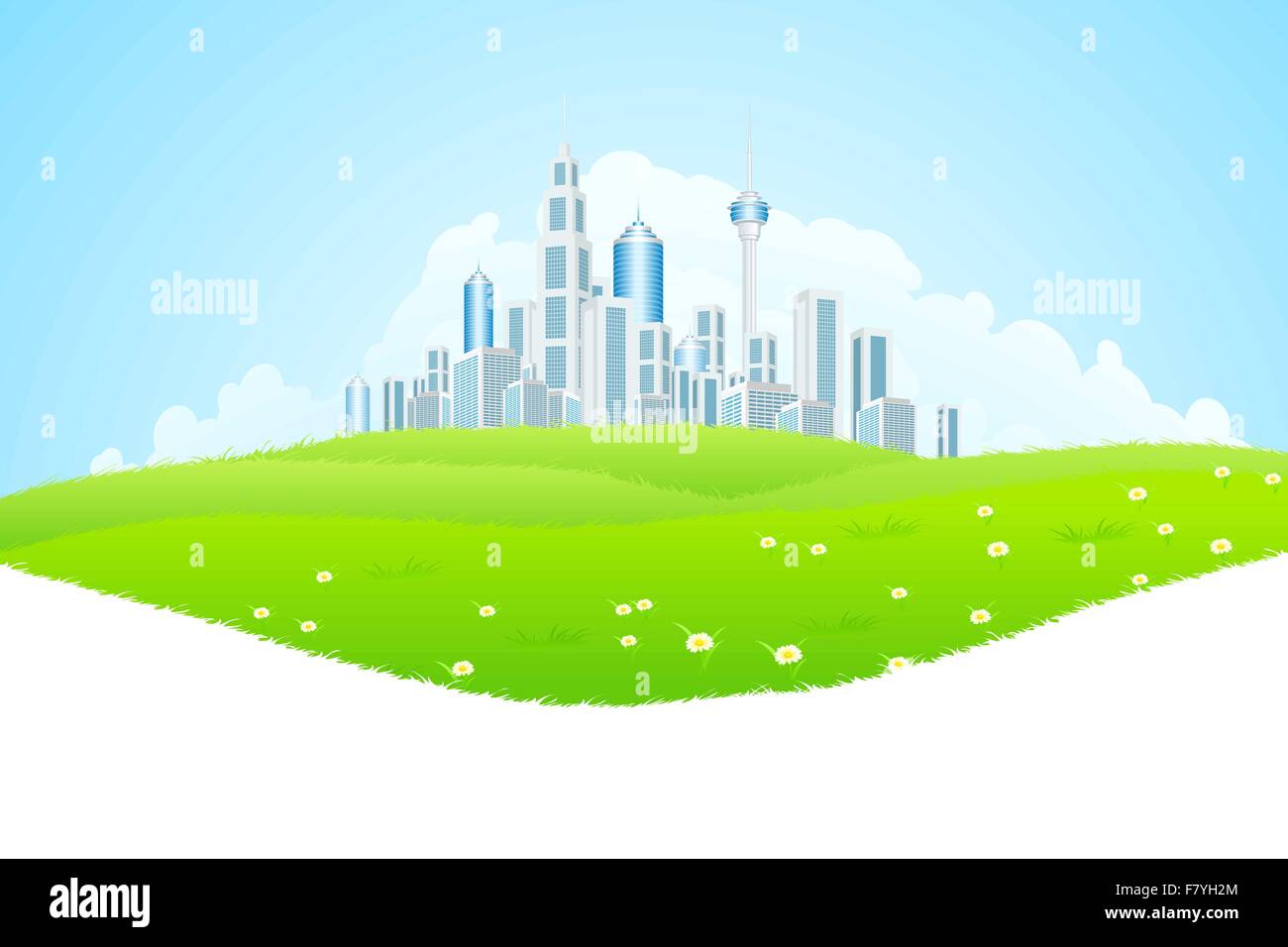 Green landscape with city Stock Vector Image & Art - Alamy