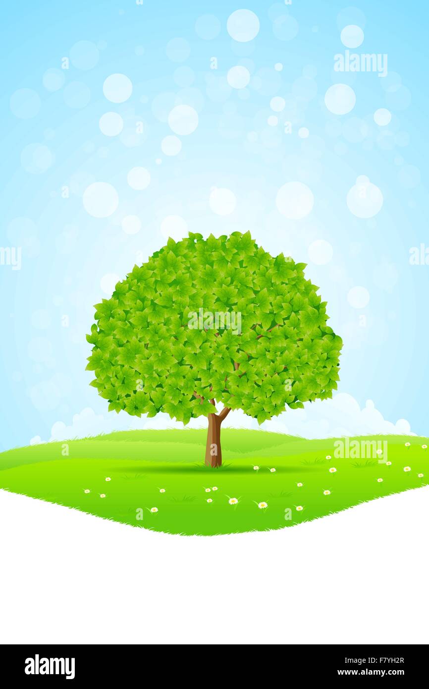Green Landscape with Tree Stock Vector Image & Art - Alamy