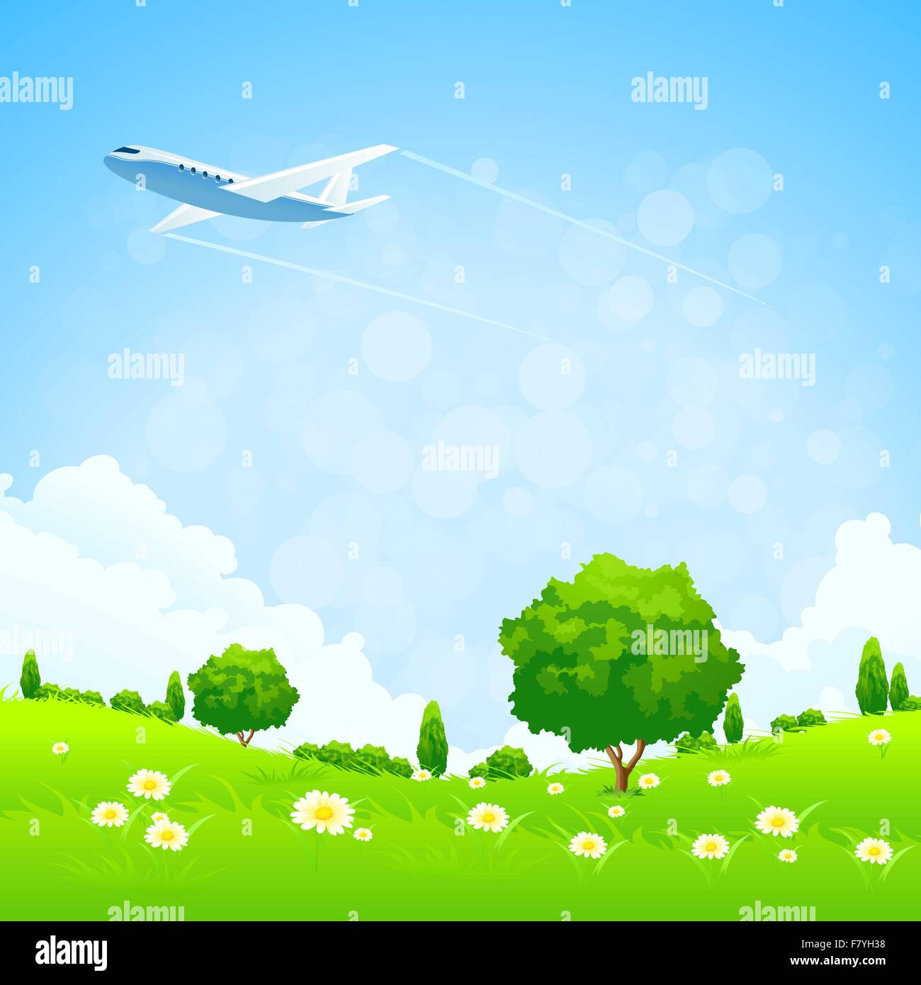 Green Landscape with Trees Stock Vector Image & Art - Alamy