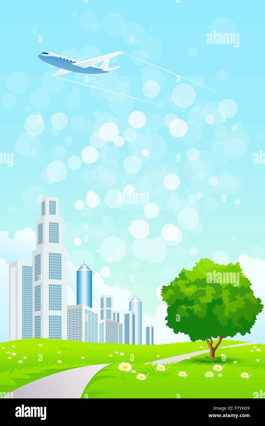 Green landscape with city Stock Vector Image & Art - Alamy