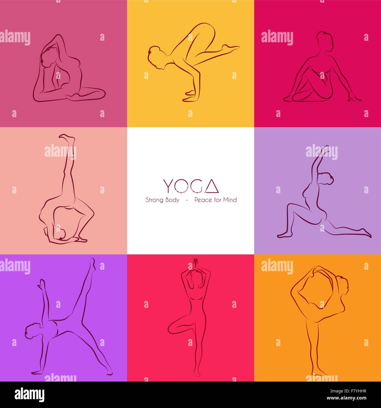 Yoga poses silhouette set Stock Vector
