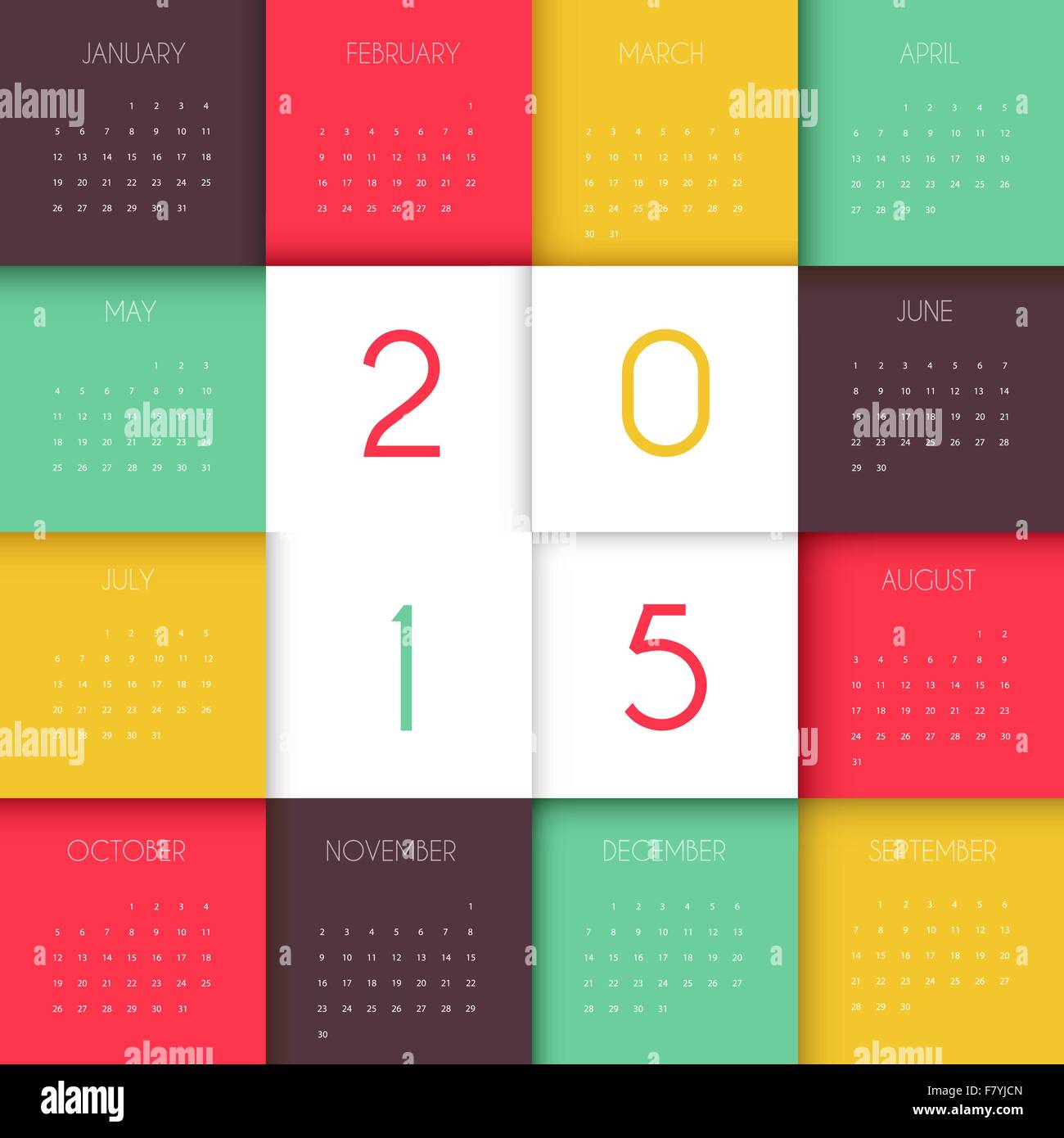 Calendar for 2015 year Stock Vector