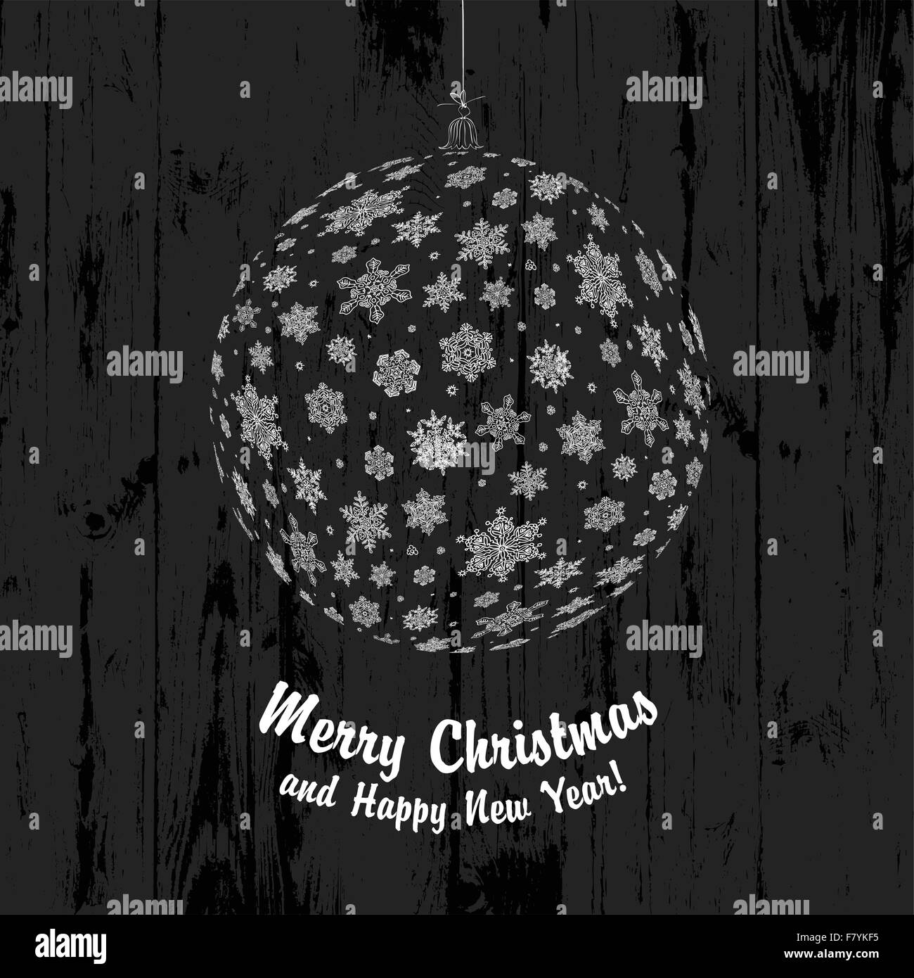 Christmas Ball On Dark Wooden Background, vector. Stock Vector