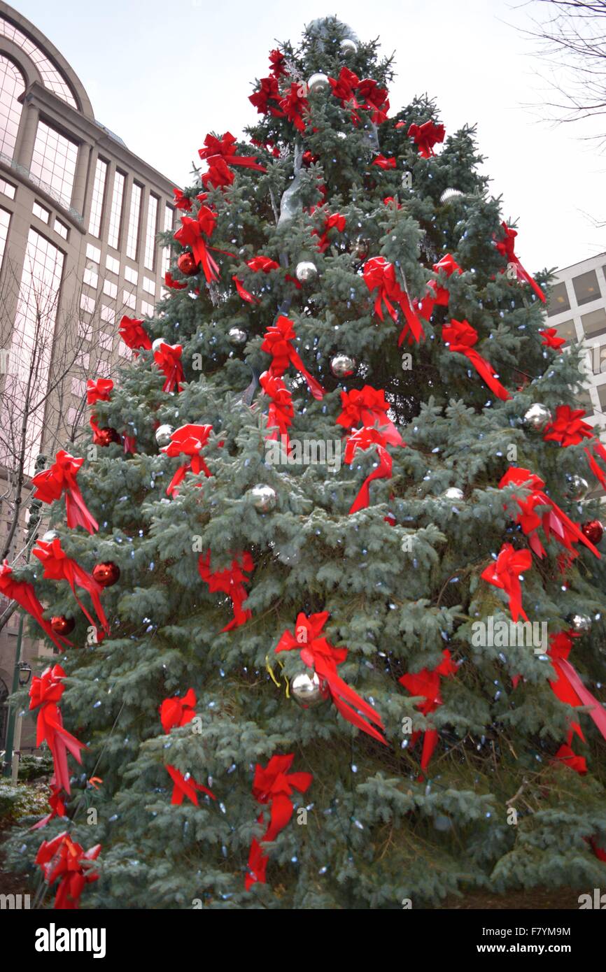 Christmas Tree Downtown Stock Photo Alamy