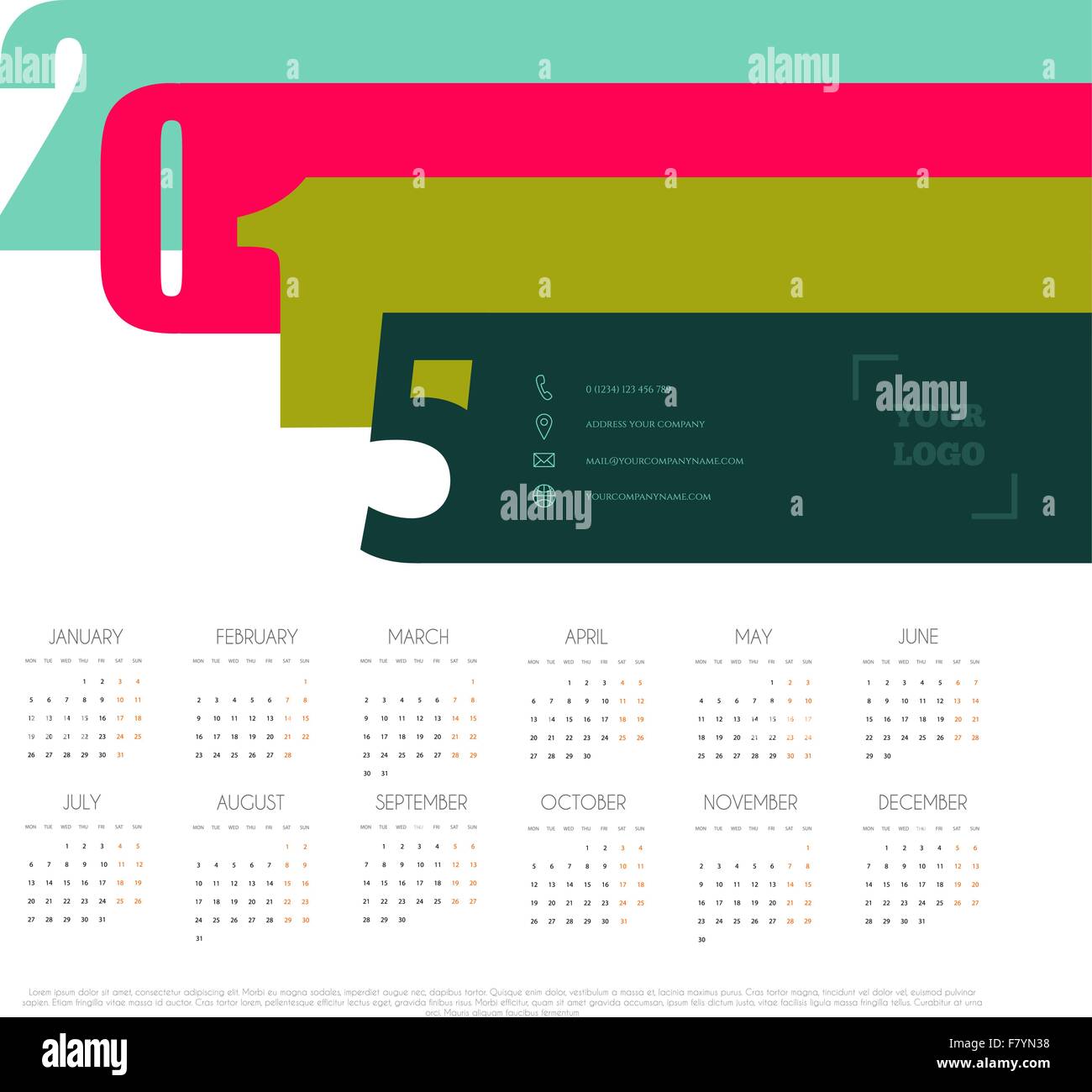 Calendar for 2015 year Stock Vector Image & Art - Alamy