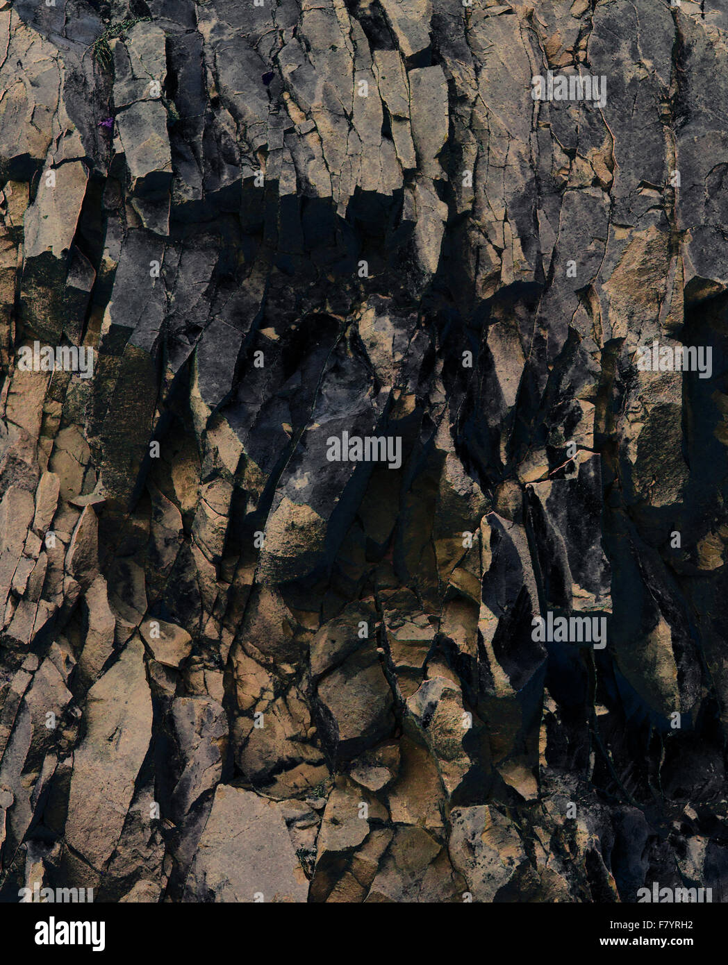 black mountain rock panorama background - stone texture Stock Photo