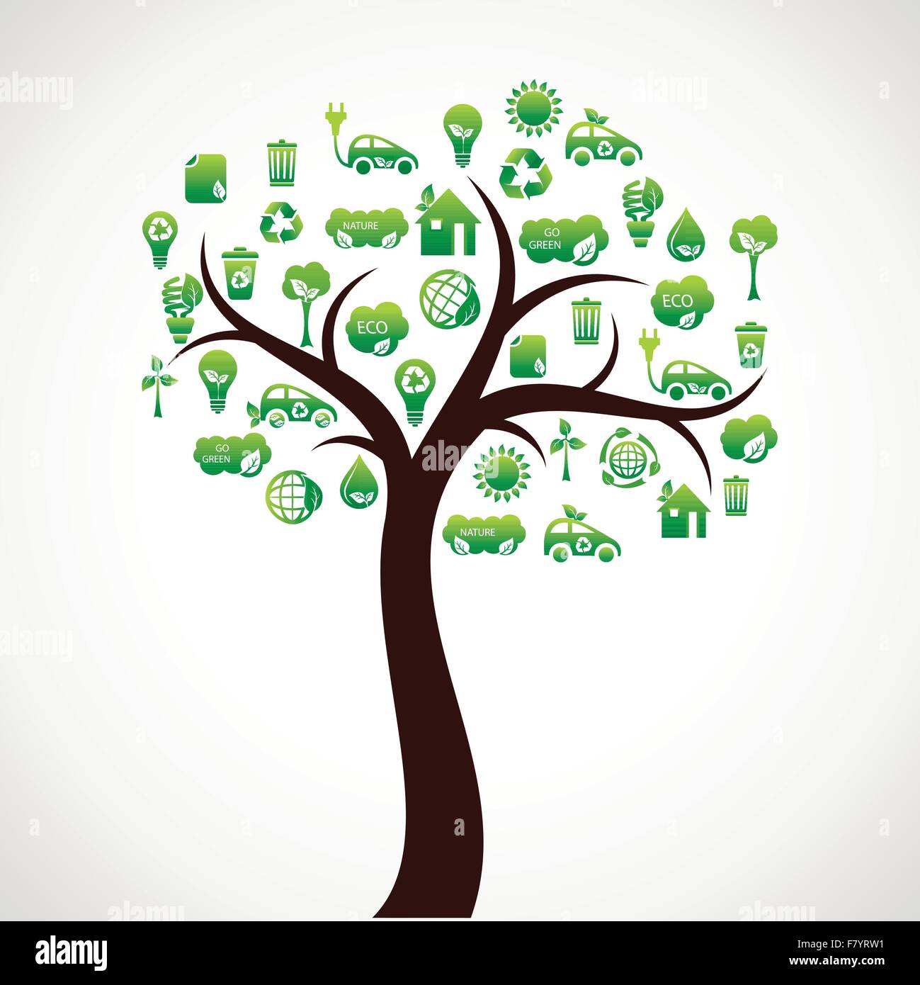 green eco icon tree Stock Vector