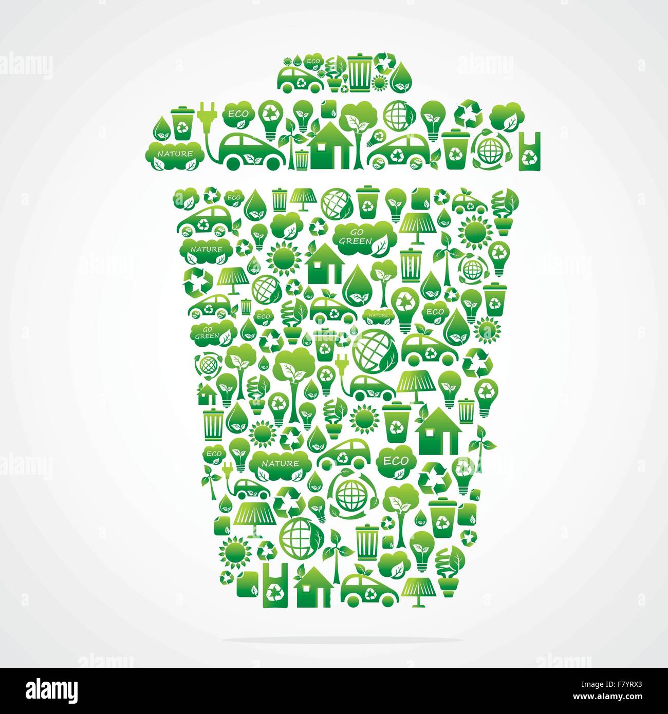 dustbin design with eco green icon Stock Vector
