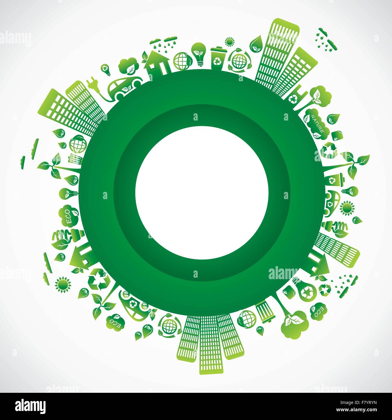 green city in round style Stock Vector