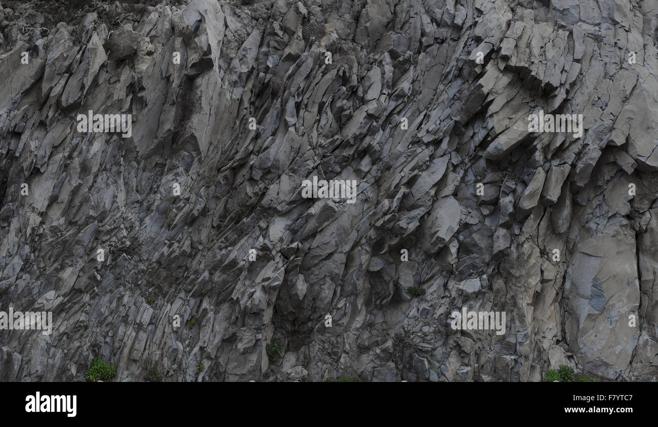 huge fold mountain rock panorama - stone background, wild structure Stock Photo