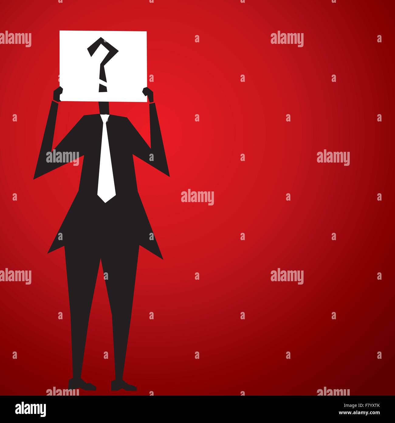 men cover his face by question mark poster stock vector Stock Vector