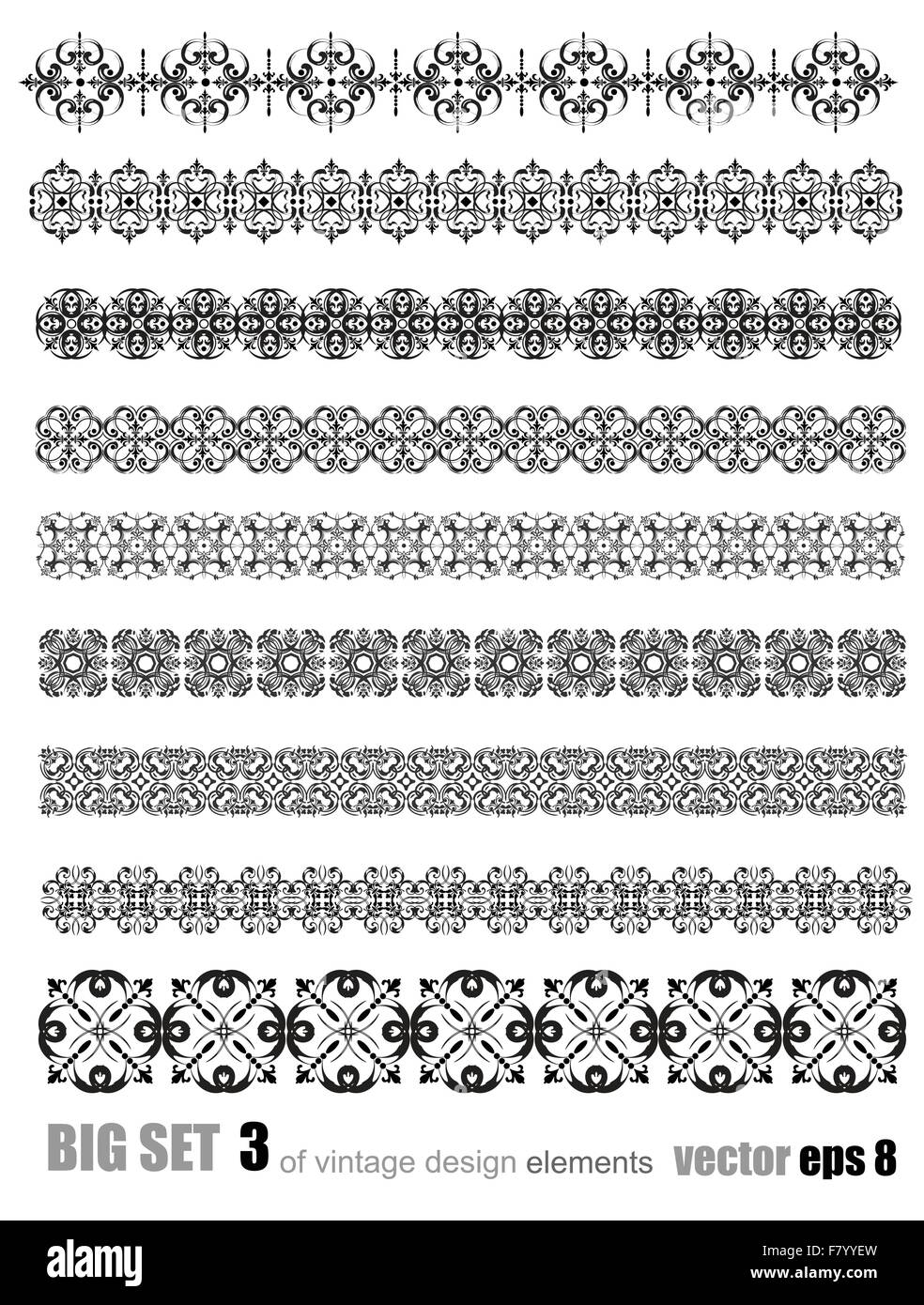 Collection of Ornamental Rule Lines in Different Design styles Stock ...