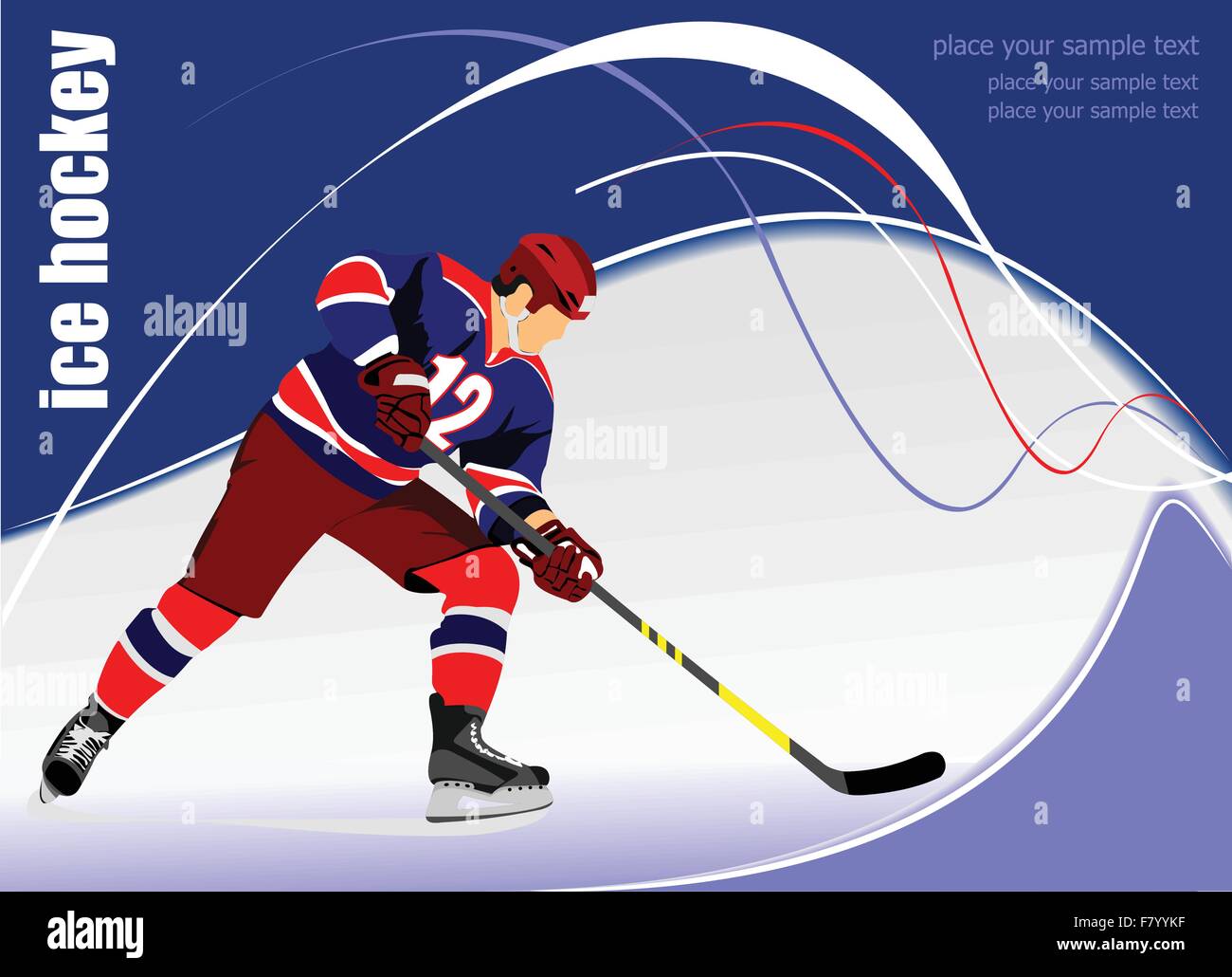 Ice hockey player poster. Vector illustration Stock Vector Image & Art