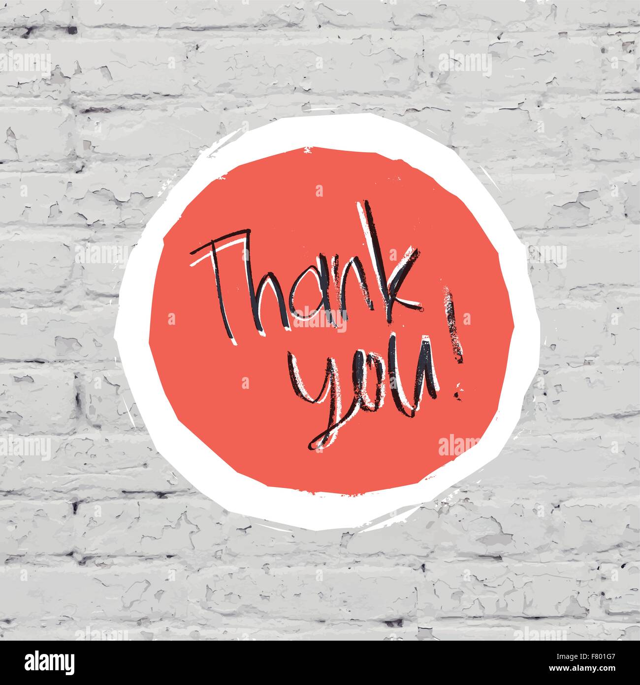 Thank You Card On White Bricks Wall. Vector Stock Vector Image & Art