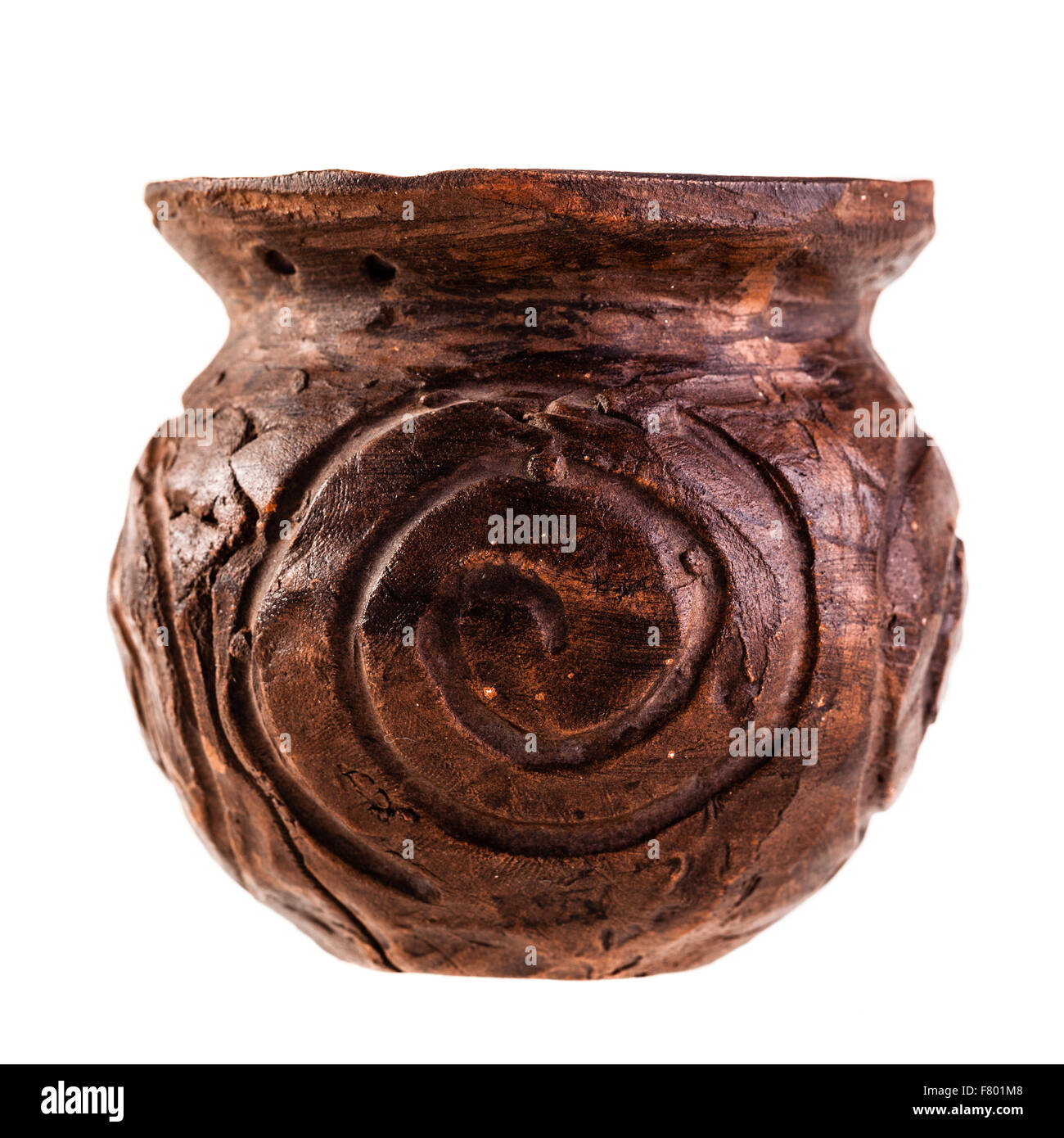 an ancient apulian Olla, a roman style vase, isolated over a white background Stock Photo