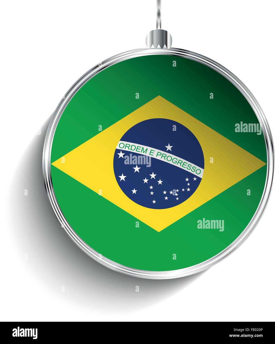 Merry Christmas Silver Ball with Flag Brazil Stock Vector