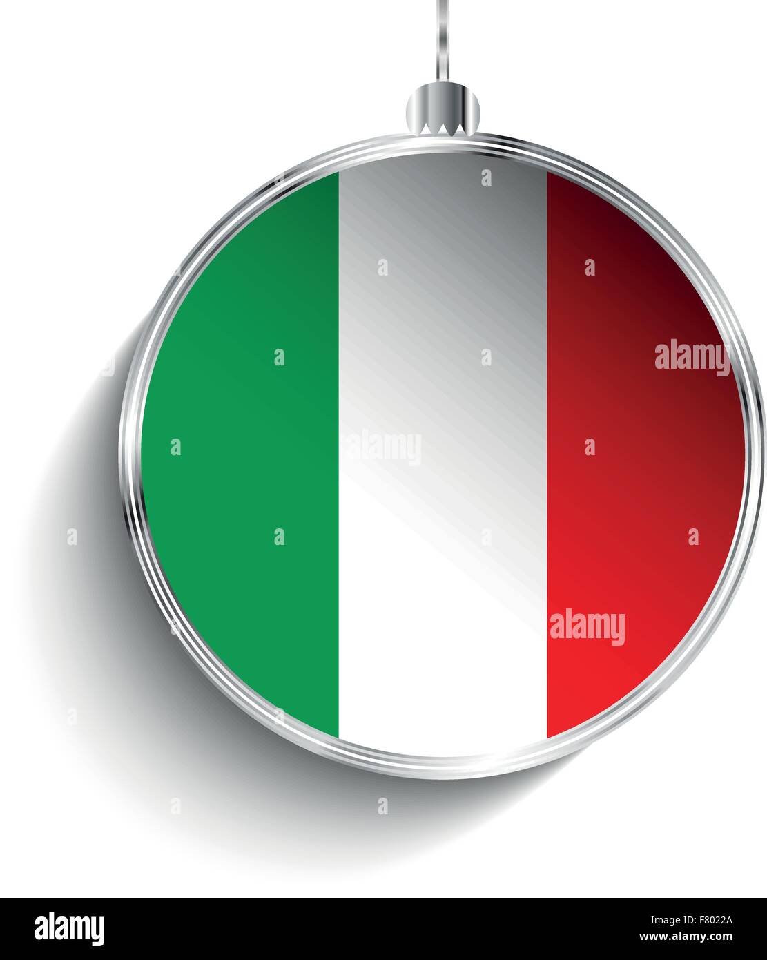 Merry Christmas Silver Ball with Flag Italy Stock Vector