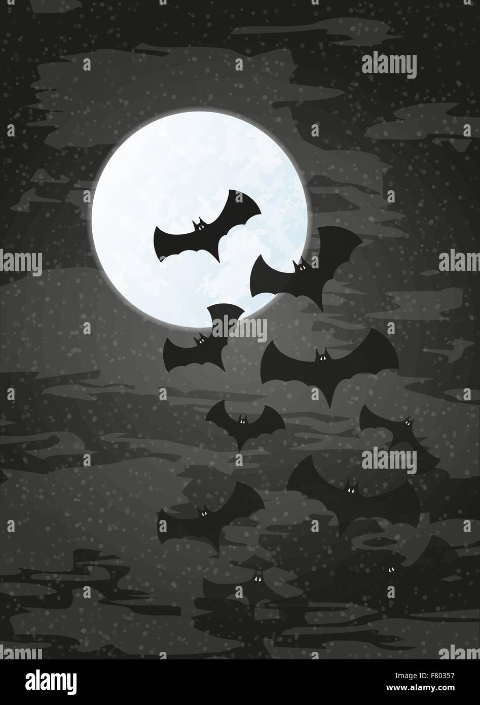 Wallpaper clouds, the moon, anime, the demon, vampire, bats