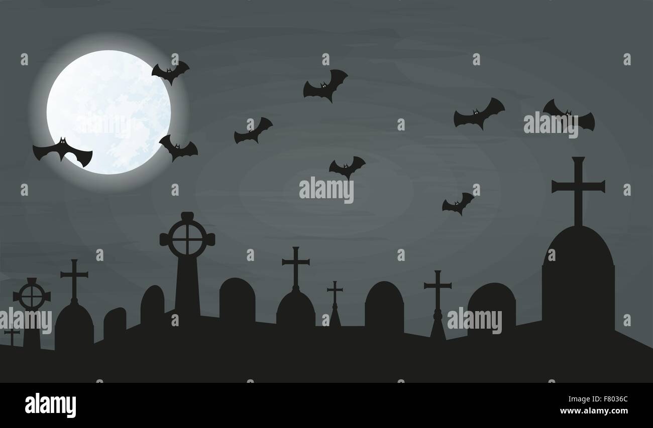 bats and cemetery Stock Vector