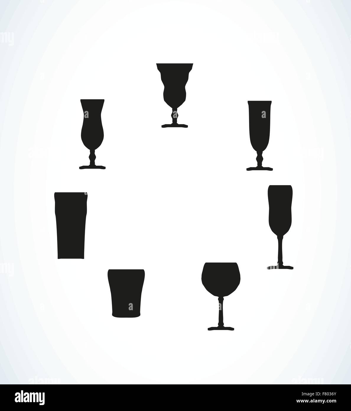 silhouettes of glasses for water or alcohol Stock Vector