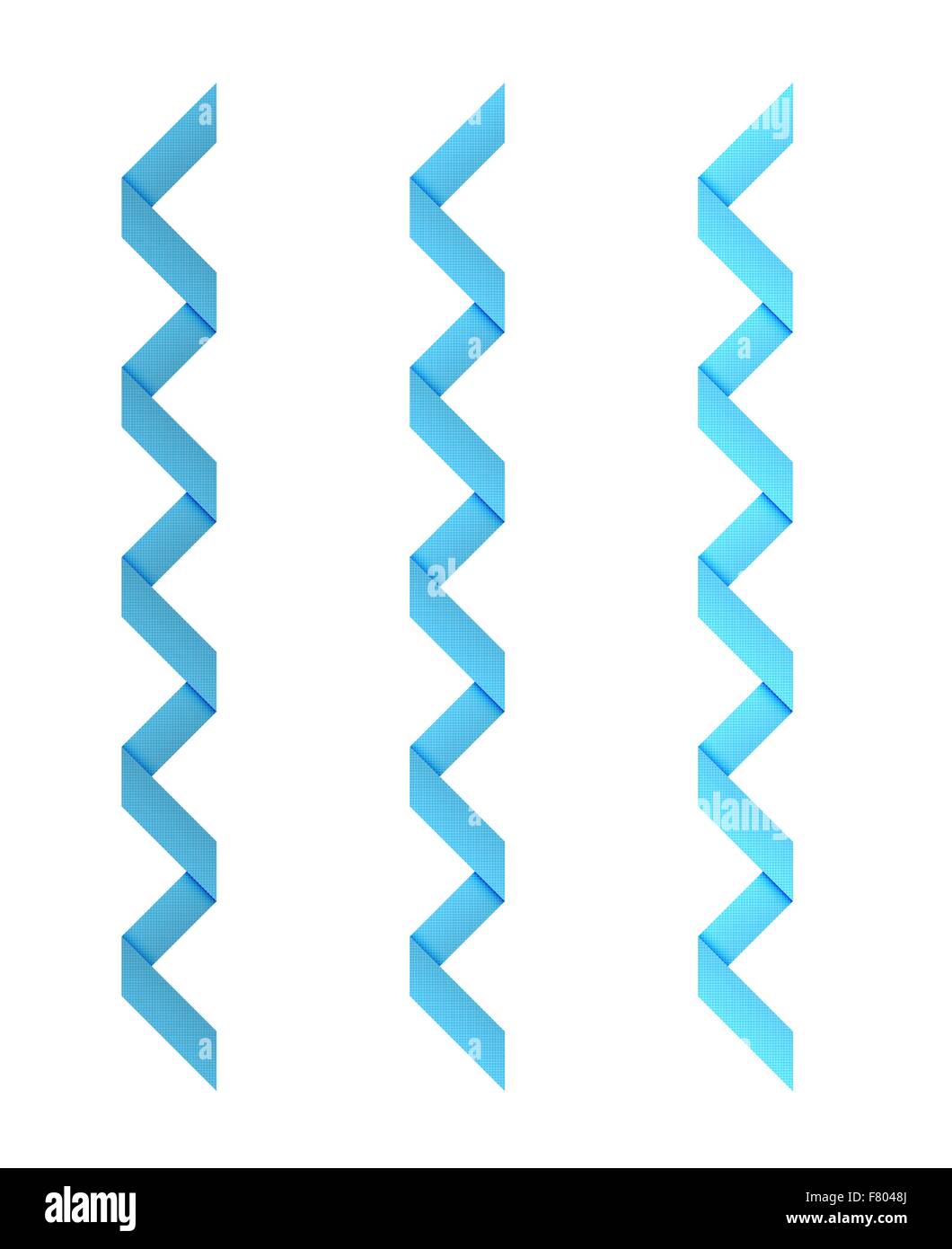three different blue dotted twisted ribbons on white background Stock ...