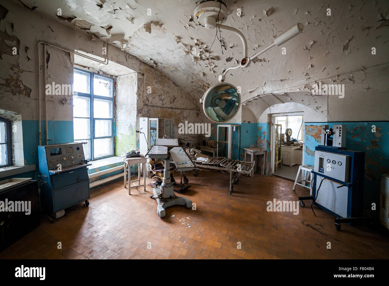 Strange operating room in abandoned prison in Tallinn Stock Photo