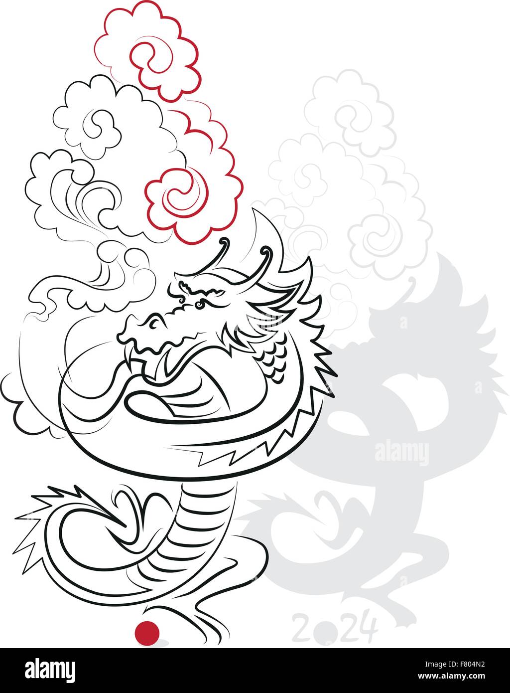 Chinese New Year 2024 (Dragon Year). Greeting Or Invitation Card For The  Holiday. Vector Illustration Stock Vector Image & Art - Alamy