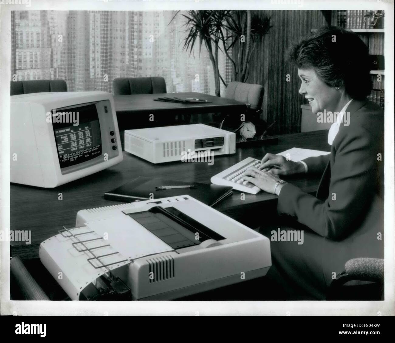 1981 - The Most Affordable computer ever offered by IBM, the Pcjr, is an easy-to-use and versatile system for use at home, in the classroom or at the office. A PCjr equipped with a diskette drive and 131,072 characters of user memory, and using IBM Personal Computer Disk Operating System 2.1, is compatible with many business and personal productivity programs available for other IBM Personal Computers. With an optional Parallel Printer Attachment, it can be connected to the IBM Personal Computer Graphics Printer. © Keystone Pictures USA/ZUMAPRESS.com/Alamy Live News Stock Photo