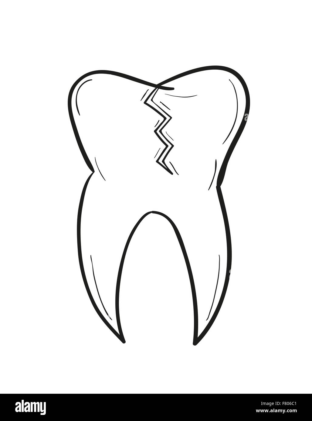 sketch of the tooth with defect Stock Vector