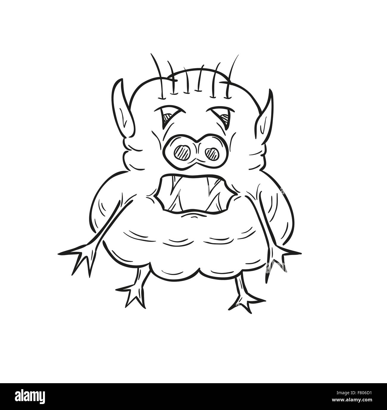 sketch of the ugly creature Stock Vector
