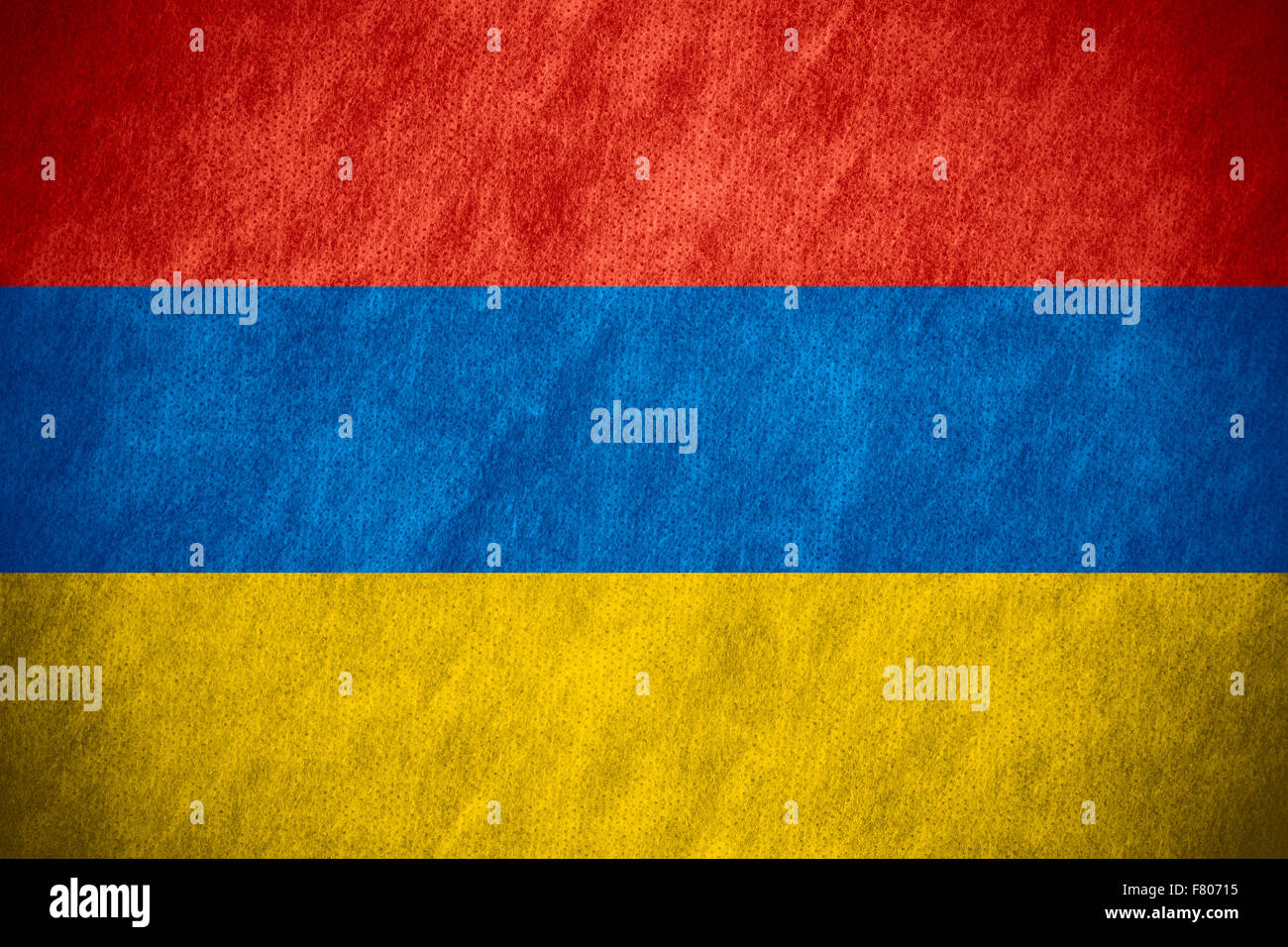 flag of Armenia or Armenian banner on canvas texture Stock Photo