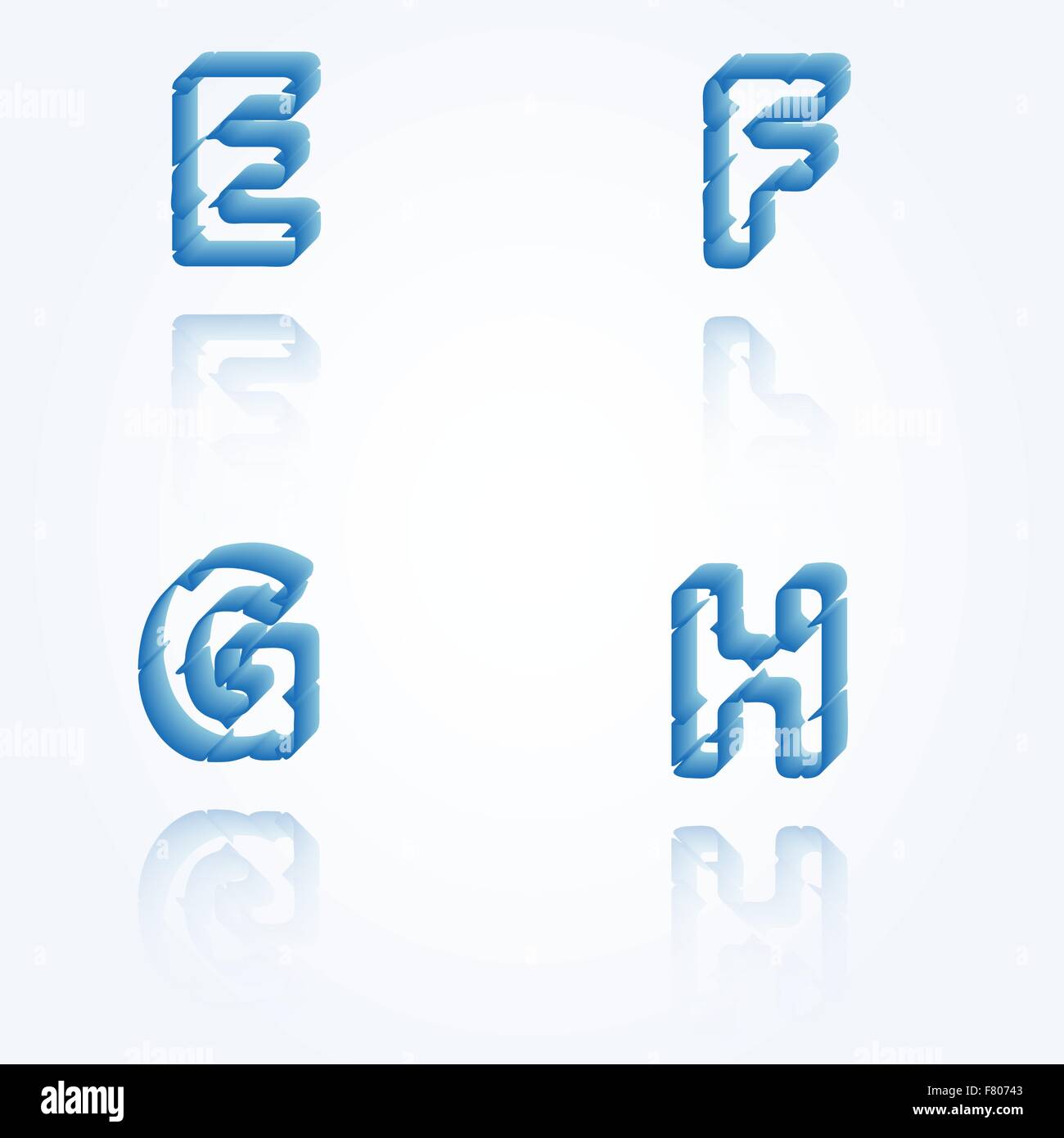 sketch jagged alphabet letters, E, F, G, H Stock Vector