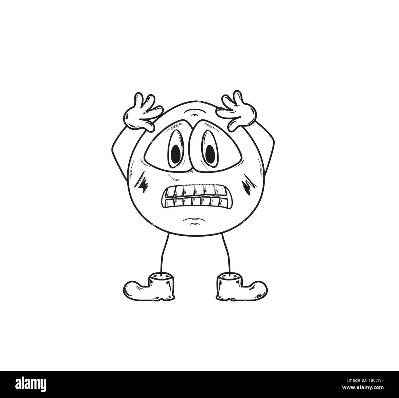 emoticon panic sketch Stock Vector