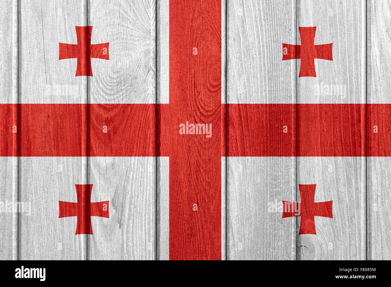 flag of Georgia or Georgian banner on wooden background Stock Photo - Alamy