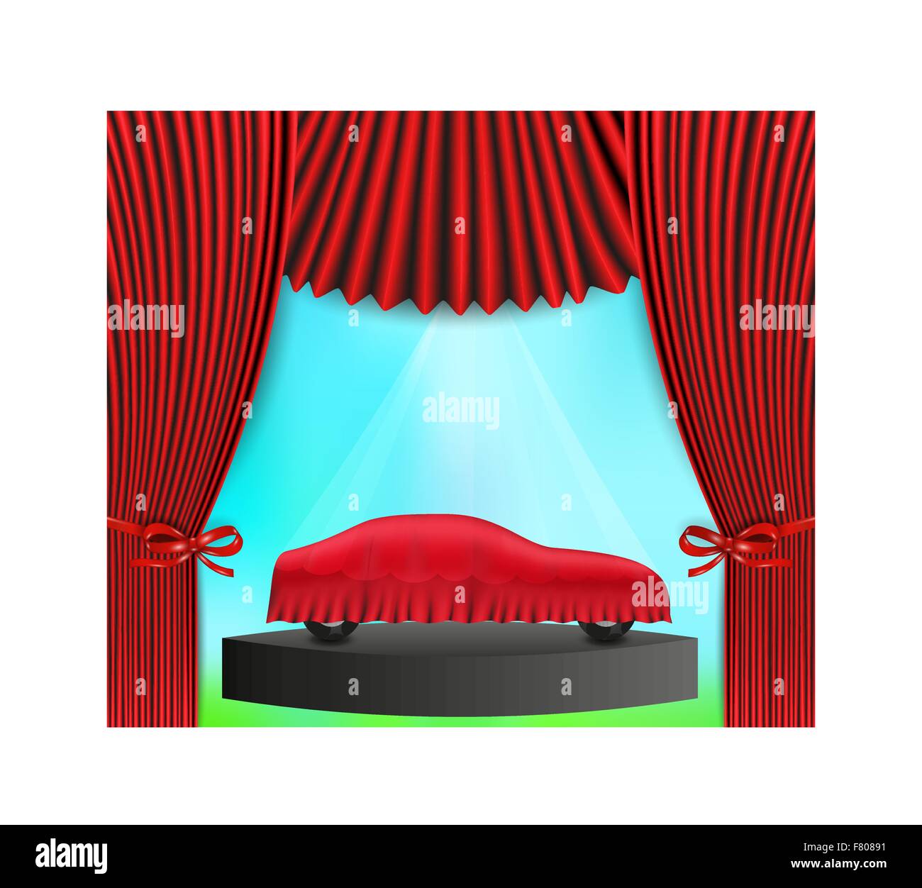 hidden car and red curtain Stock Vector