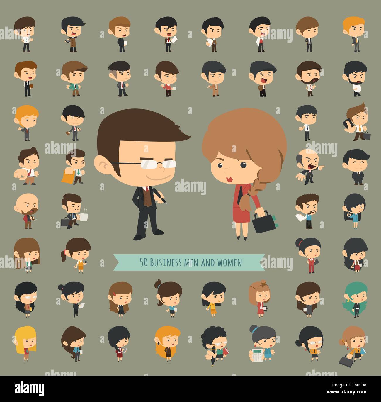 Set of 50 business men and women Stock Vector Image & Art - Alamy