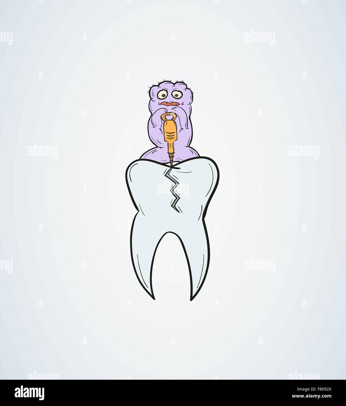 tooth with defect and ugly creature Stock Vector