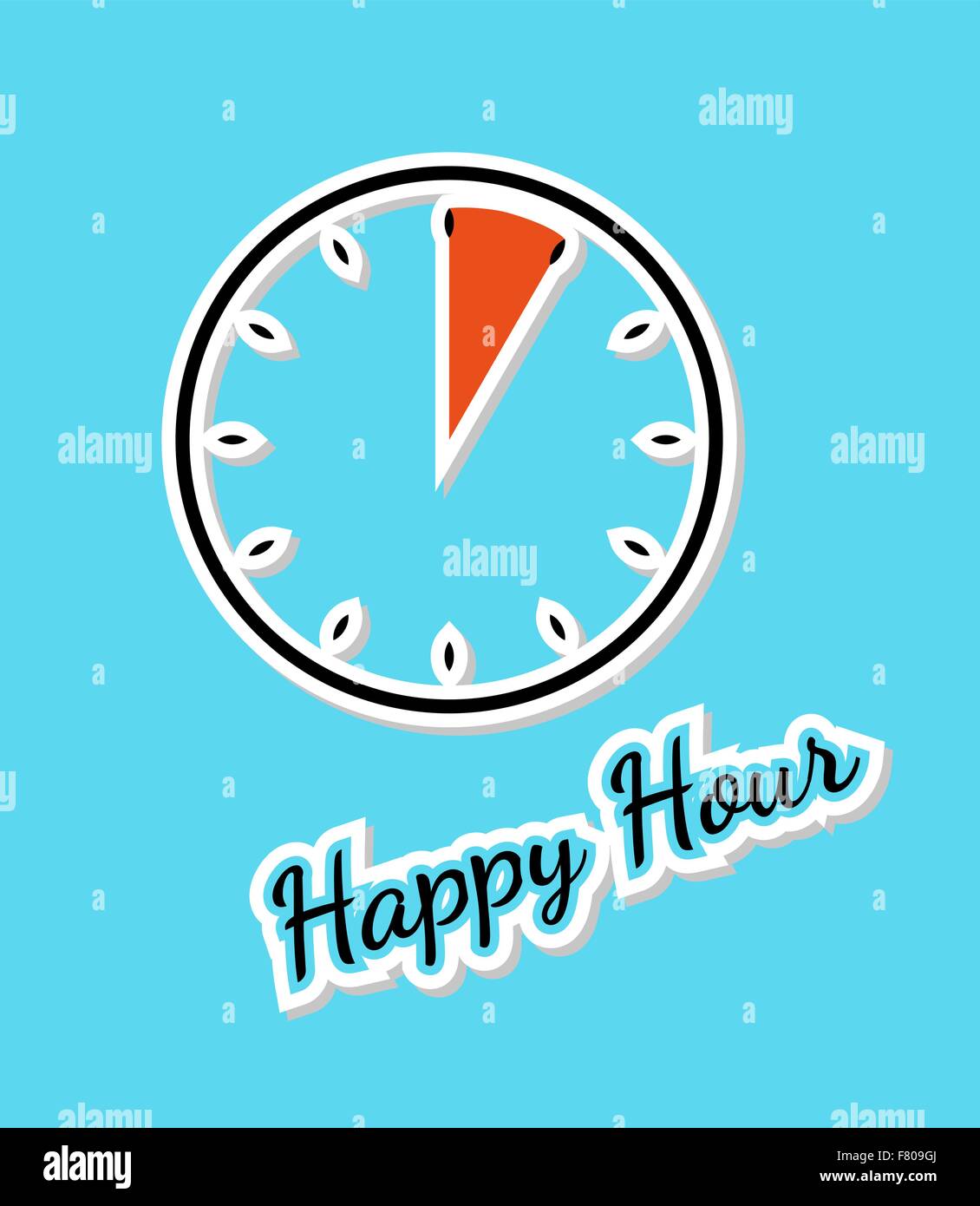 blue happy hour background with clock Stock Vector Image & Art Alamy