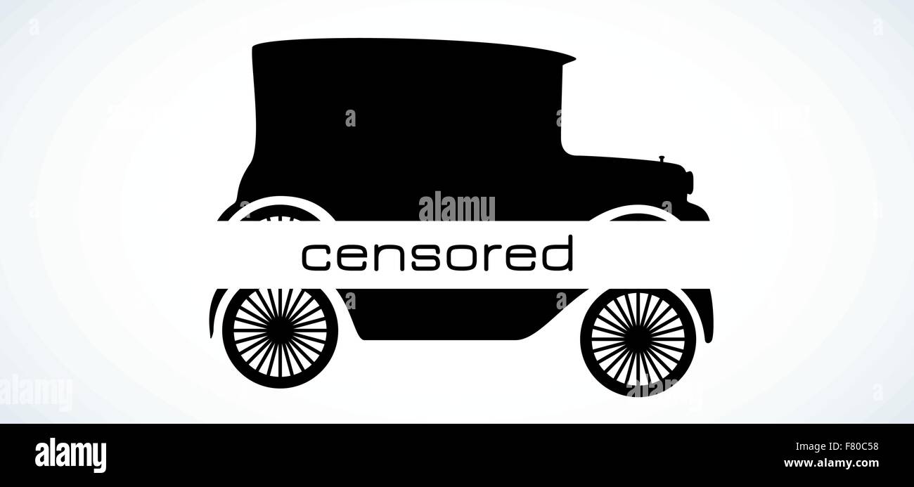 censored old car silhouette Stock Vector