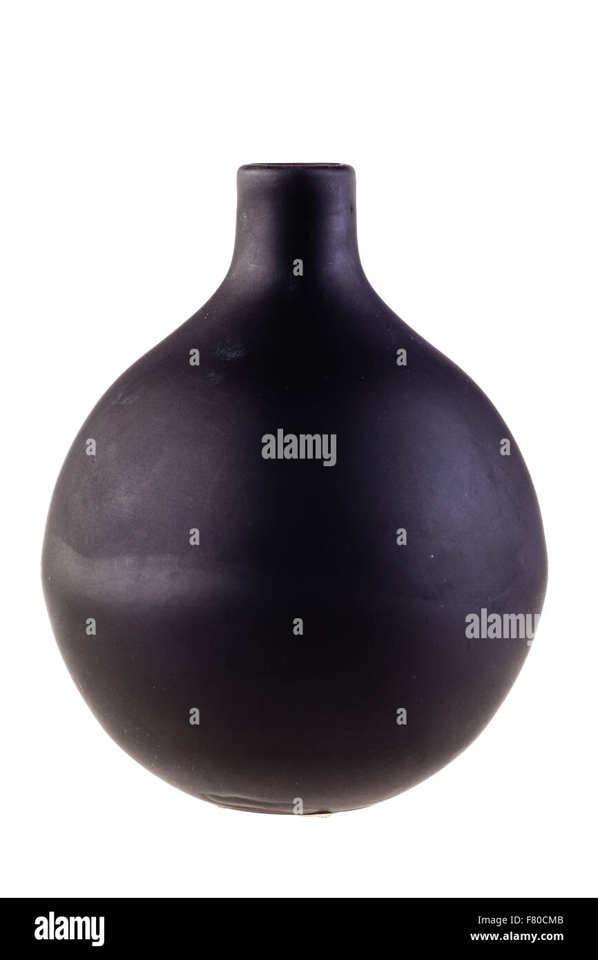 a modern black ceramic vase isolated over a white background Stock ...
