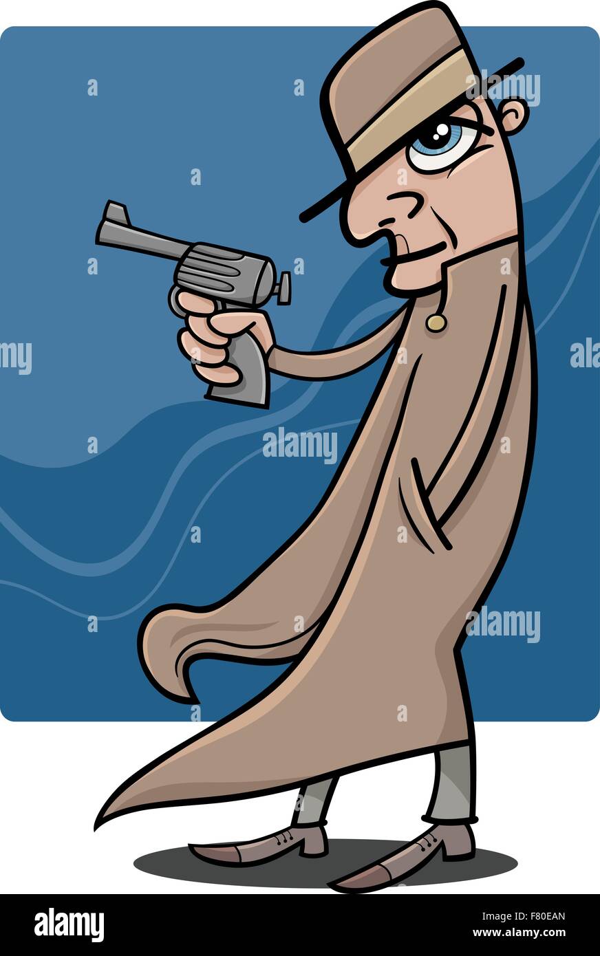 detective or gangster cartoon illustration Stock Vector