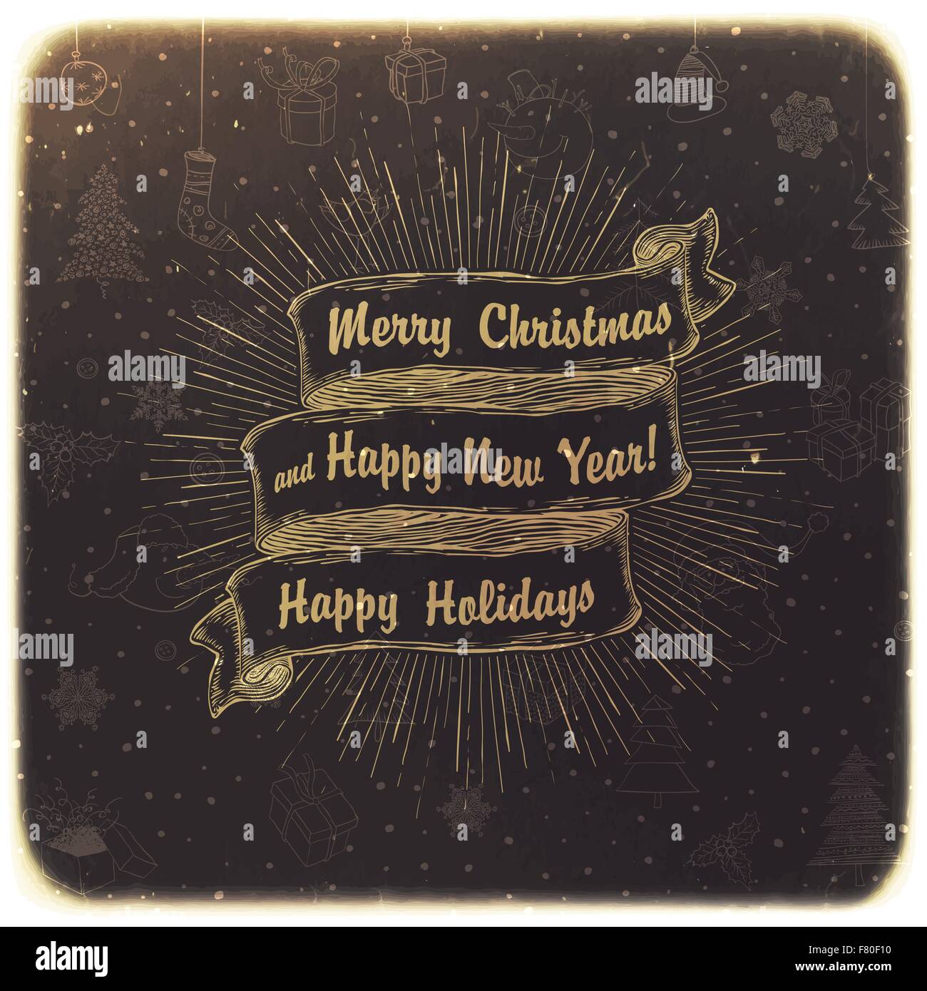 Vintage Merry Christmas Card Design Stock Vector Image & Art - Alamy